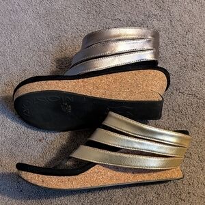 Modzuri Reversible Sandals.            (Gold One Side Pewter The Other)